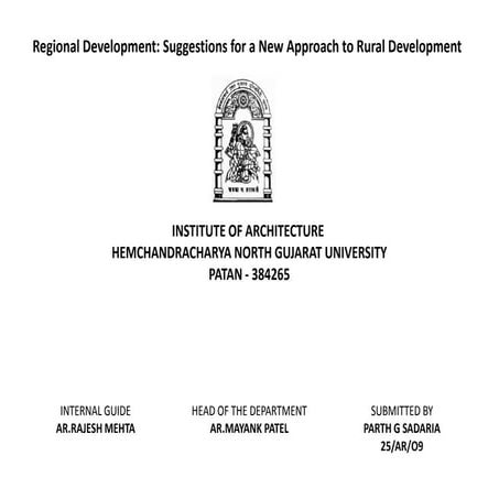 Regional Development: Suggestions for a New Approach to Rural Development