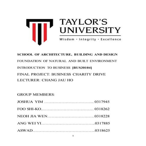 BUSINESS CHARITY DRIVE Final report