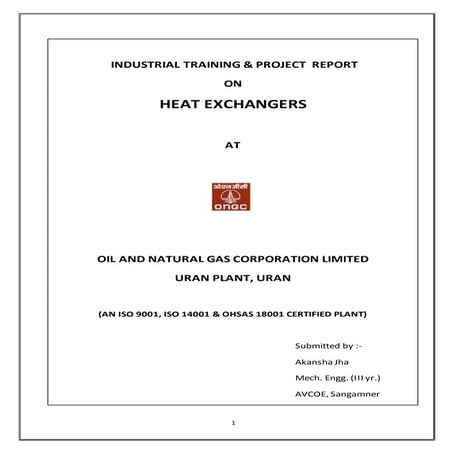 ONGC Training on Heat Exchangers, Compressors & Pumps