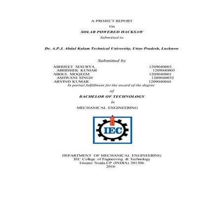 Solar Powered Hacksaw