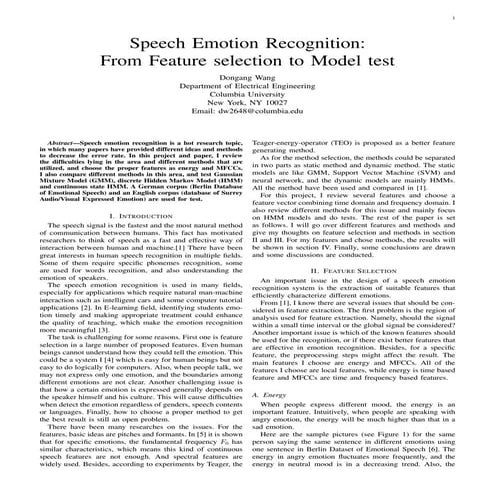 Speech emotion recognition