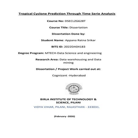 Tropical cyclone prediction through time series analysis | PDF