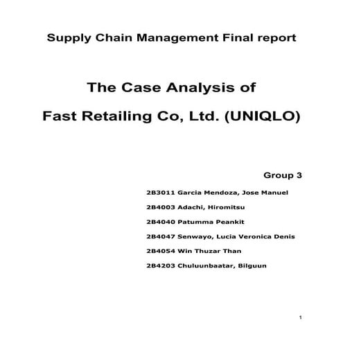 Supply Chain Network of Fast Retailing Co.(UNIQLO)