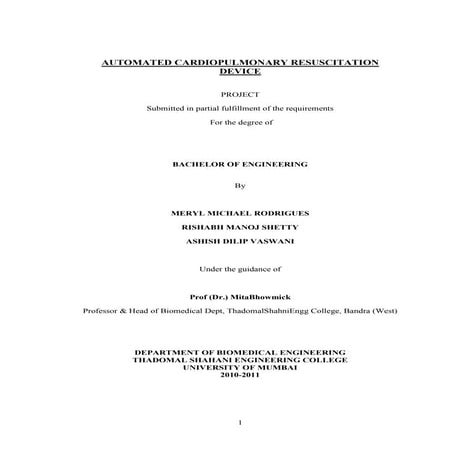 Automated Cardiopulmonary Resuscitation Device