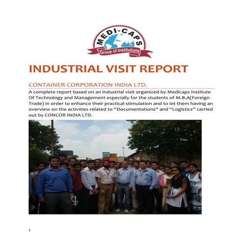 A sample on industrial visit report for MBA students by Bilal Khan