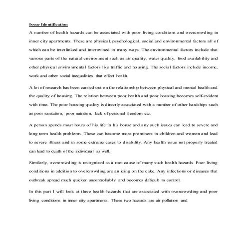 Overcrowding and poor living conditions Report & Recommendations | DOCX