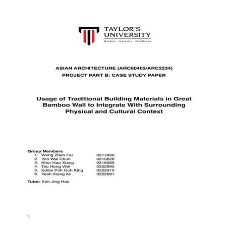 BSC (H) ARCHITECTURE DEGREE SEM 4 ASIAN ARCHITECTURE CASE STUDY PAPER KHX