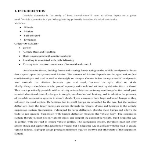  report on vehicle dynamics pdf