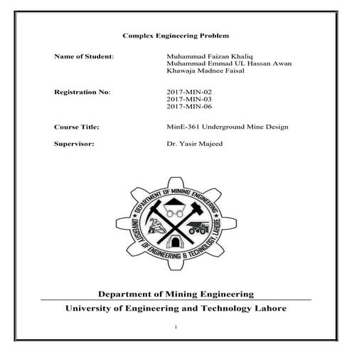 Comprehensive Underground Mine Design and Sustainable Mining Method ...