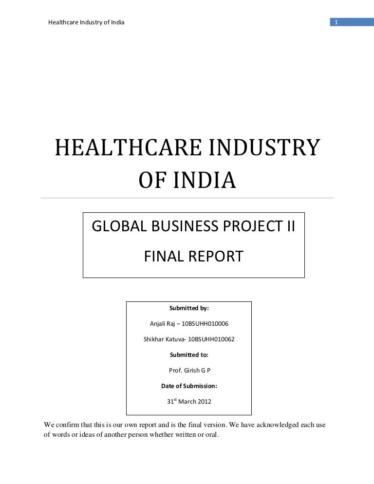 Final Report Healthcare Industry