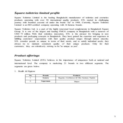 Final report of square toiletries limited | PDF