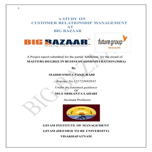 Final report of summer intenship in big bazaar