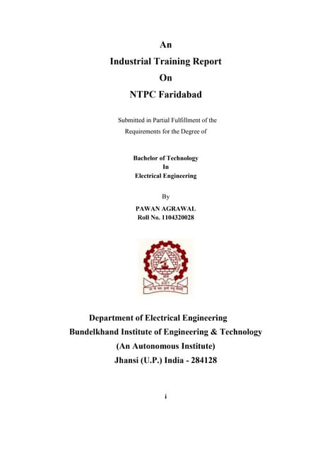 Industrial Training Report on NTPC Faridabad