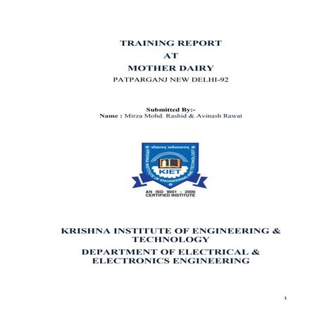 mother dairy report for engineering students
