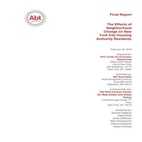 The Effects of Neighborhood Change on New York City Housing Authority Residents