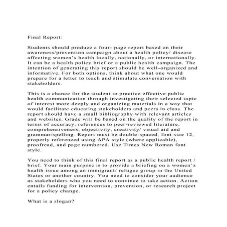 Final ReportStudents should produce a four- page report bas.docx