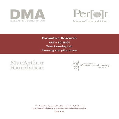 Final report teen learning lab formative research