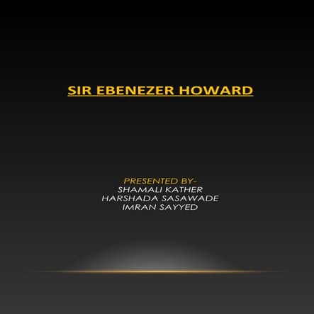EBENEZER HOWARD - GARDEN CITY REPORT