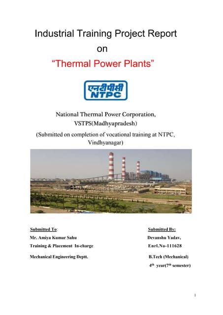 Final  reprt at ntpc vindhyanagar , singrauli