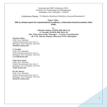 Research Paper- "HR as Change Agent"