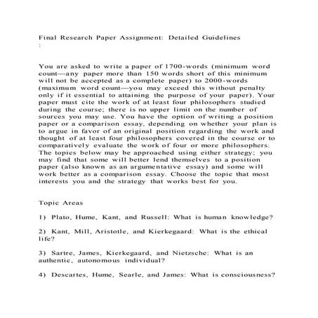 Final Research Paper Assignment Detailed GuidelinesYou are