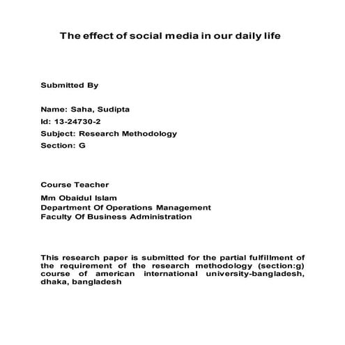 the effect of social media in our daily life