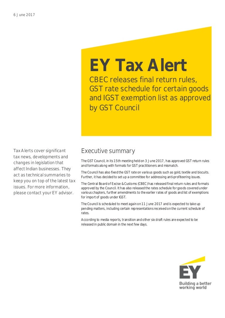 EY Tax Alert Rules about GST