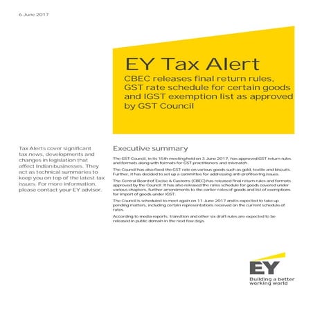 EY Tax Alert - Rules about GST