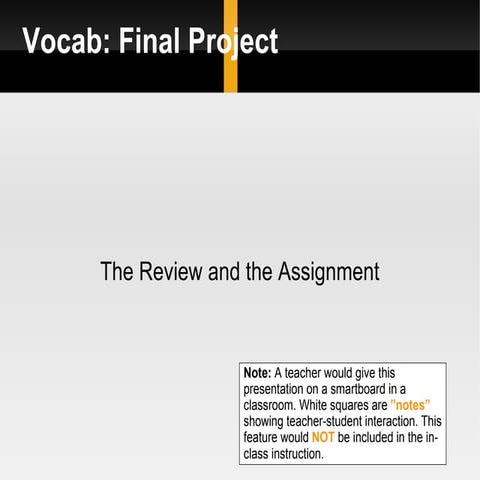 Final Review And Assignment For Vocab Unit