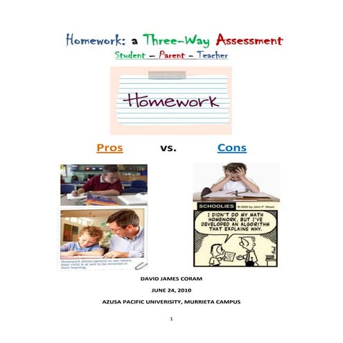 Research Paper: Homework a Three-Way Assessment
