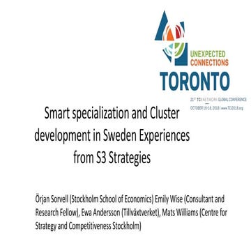 Smart Specialization and Cluster development in Sweden Experiences from S3 St...