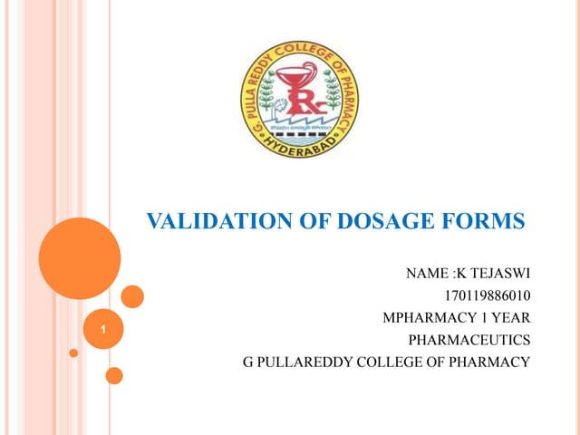 validation of dosage forms