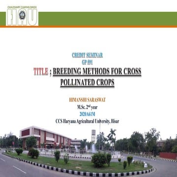 BREEDING METHODS IN CROSS POLLINATED CROPS