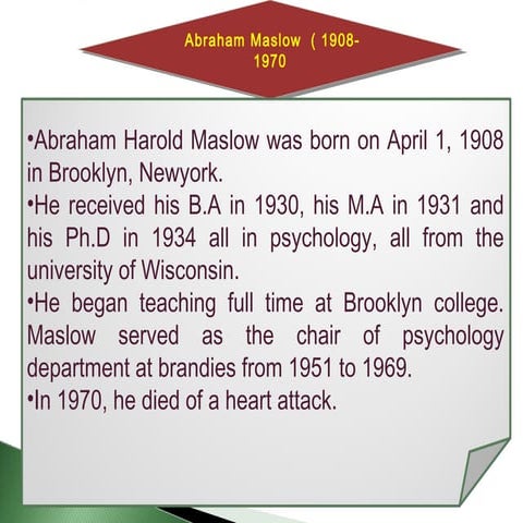 MASLOW’S THEORY OF HIERARCHICAL NEEDS AND MCCLELLAND’S ACHIEVEMENT MOTIVATION...