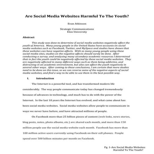 Are Social Media Websites Harmful To The Youth?