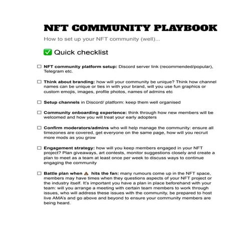 NFT Community Playbook