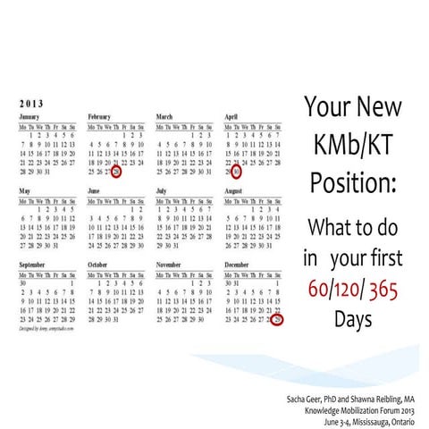 your first 60/120/365 days working in Kmb/kt/k*