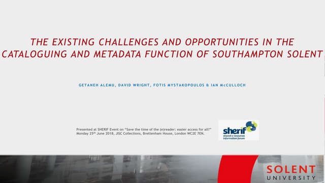 Sherif Metadata Talk - London (June 25th 2018)