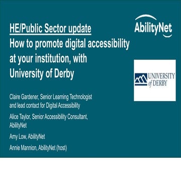 HE/Public Sector Update: How to promote digital accessibility at your institu...