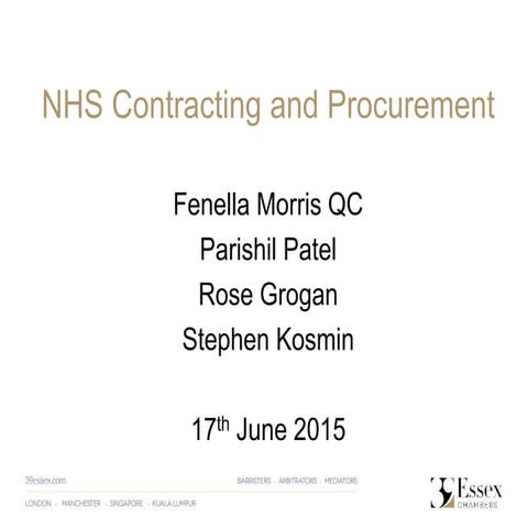 NHS Contracting and Procurement Seminar