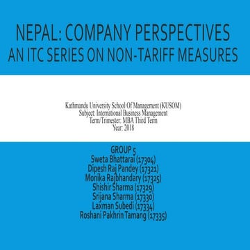 Nepal: Company Perspectives - International Trade Centre (ITC) Series on Non-...