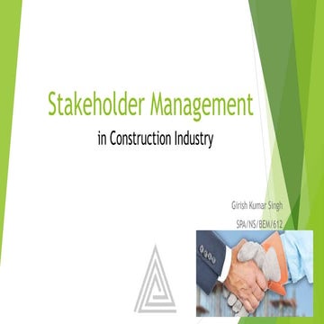 Stakeholder management In  Construction Industry