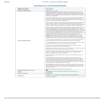 Final Status of RTI dated 31.05.18