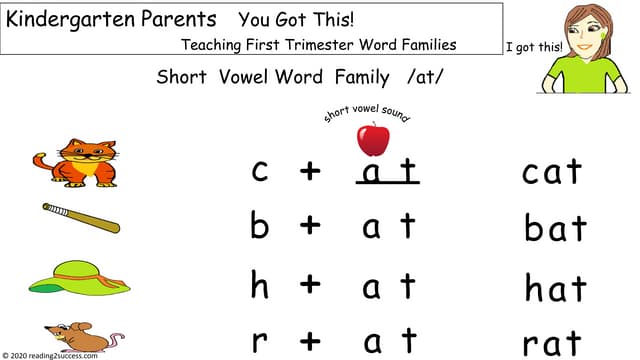 Teaching kids short vowel word families at, an, ap