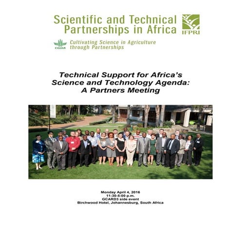 Technical Support for Africa's Science and Technology Agenda: A Partners Meeting
