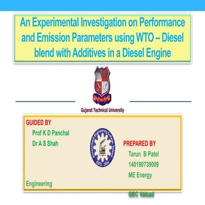 An Experimental Investigation on Performance and Emission Parameters using WT...