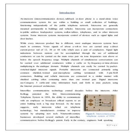 Technical report on Transistor Based Intercom System