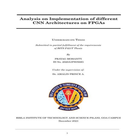 Analysis on Implementation of different CNN Architectures on FPGAs | Undergra...