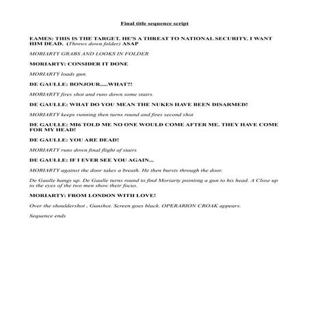 Final title sequence Script