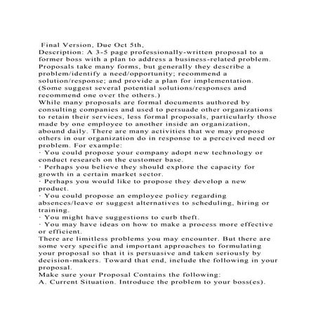  Final Version, Due Oct 5th, Description A 3-5 page professiona.docx